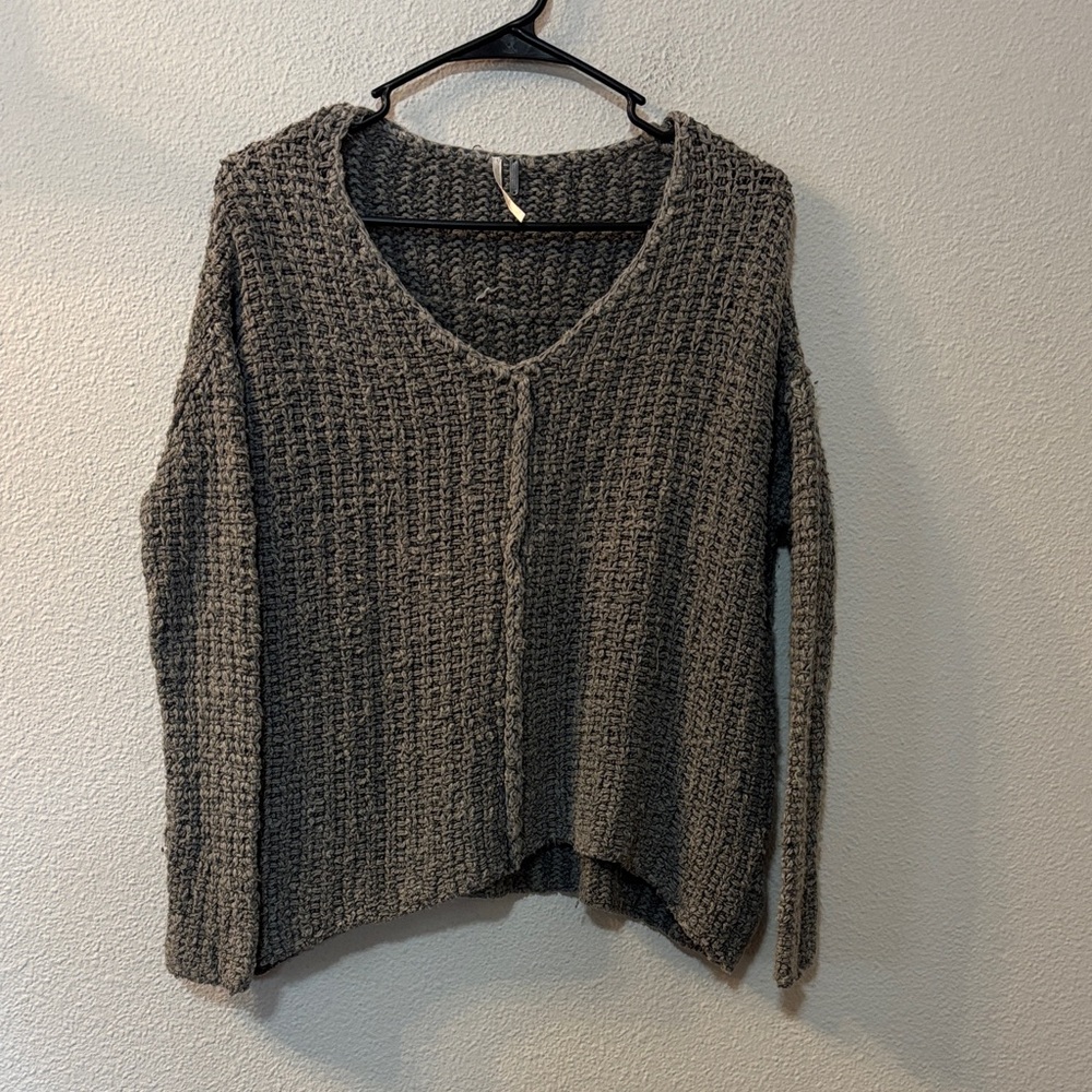 Free People Charcoal V-Neck Sweater